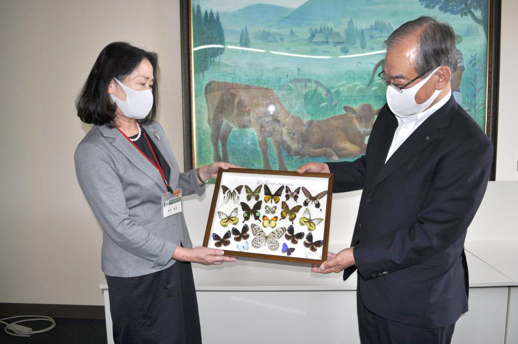 広島日野自動車が東西条小にチョウの標本１００種を贈りました 東広島デジタル 東広島での生活をより豊かに より楽しくする地域情報サイト