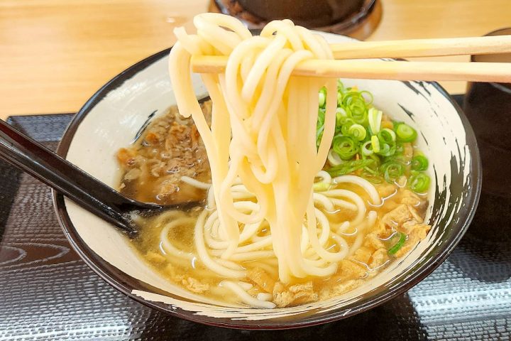 箸で持ち上げたうどん