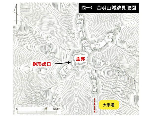 図―3 金明山城跡見取図